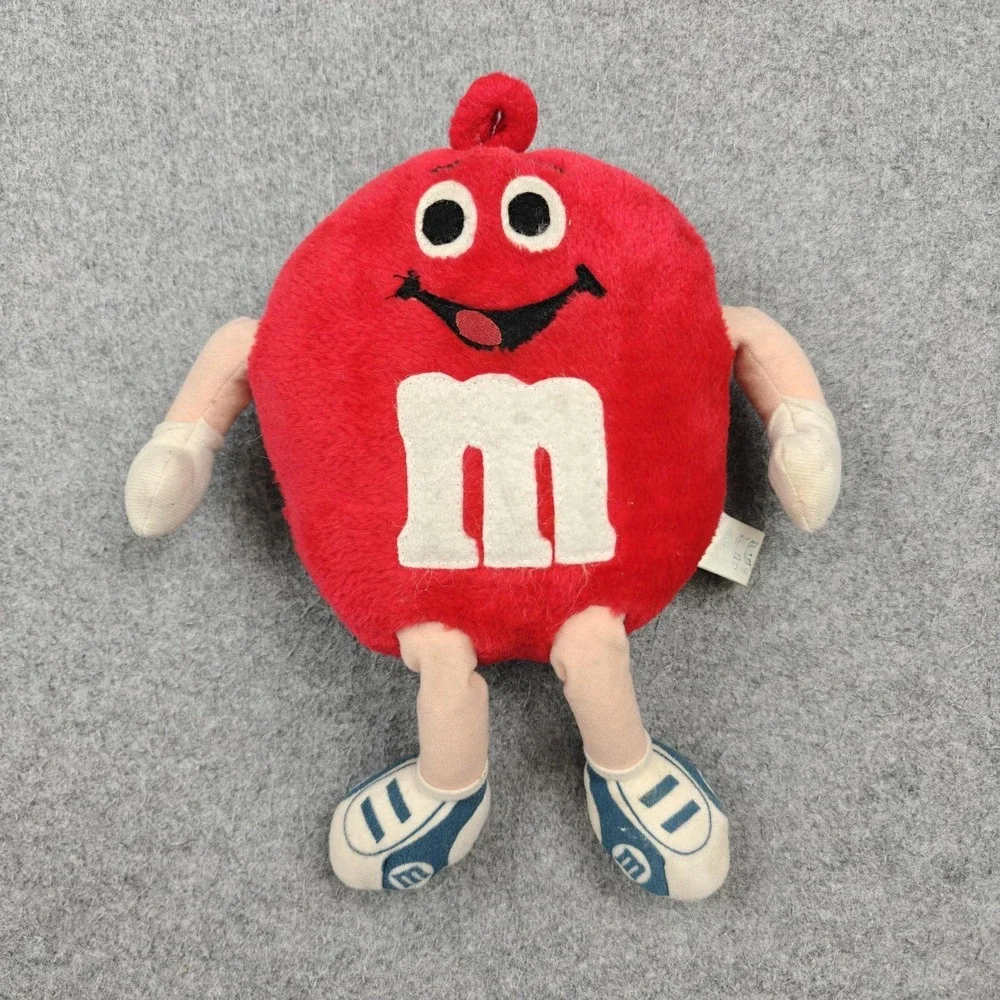 VTG M&M's Red Character Plush Stuffed Animal Toy Vintage Small 10 In Blue Shoes